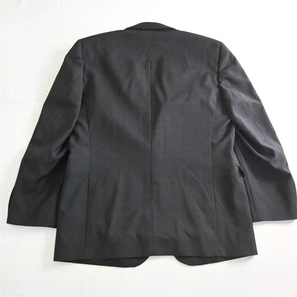 Paul Dione‎ 42R 34x32 Black Windowpane Lee CT 100% Wool Mens Jacket Pants Suit